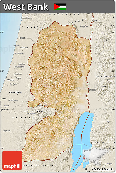 Satellite Map of West Bank, shaded relief outside