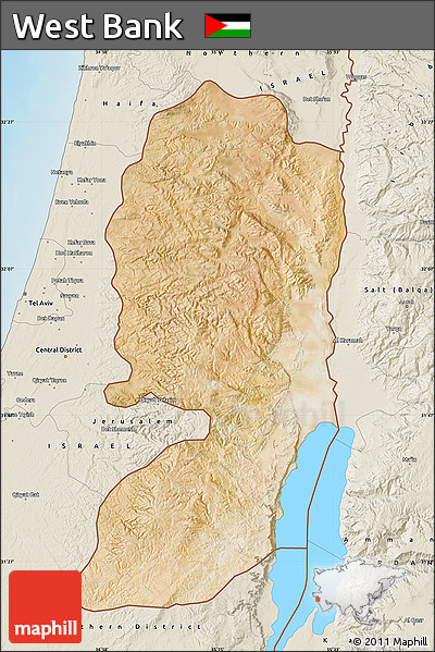 Satellite Map of West Bank, shaded relief outside