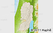 Shaded Relief Map of West Bank, physical outside