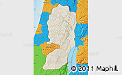 Shaded Relief Map of West Bank, political outside, shaded relief sea