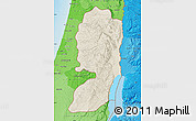 Shaded Relief Map of West Bank, political shades outside, shaded relief sea