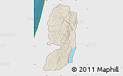 Shaded Relief Map of West Bank, single color outside, satellite sea