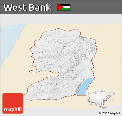 Classic Style Panoramic Map of West Bank, single color outside