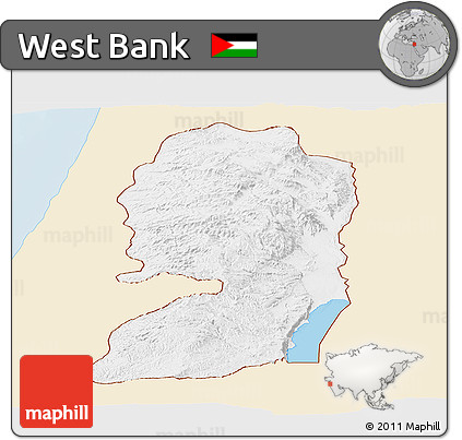 Classic Style Panoramic Map of West Bank, single color outside