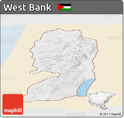 Classic Style Panoramic Map of West Bank, single color outside
