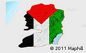 Flag Panoramic Map of West Bank, single color outside, bathymetry sea, flag rotated