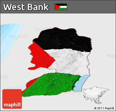 Flag Panoramic Map of West Bank, single color outside, bathymetry sea