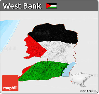 Flag Panoramic Map of West Bank, single color outside, bathymetry sea