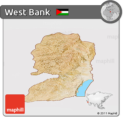 Satellite Panoramic Map of West Bank, cropped outside
