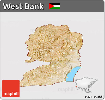 Satellite Panoramic Map of West Bank, cropped outside