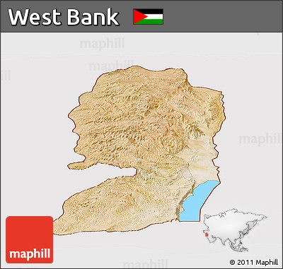 Satellite Panoramic Map of West Bank, cropped outside