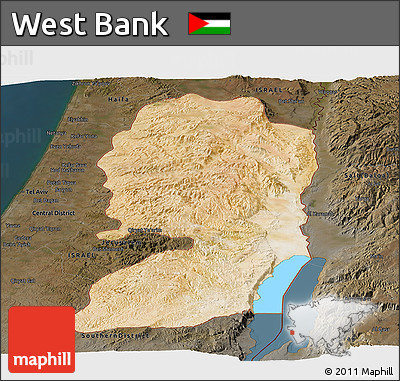 Satellite Panoramic Map of West Bank, darken