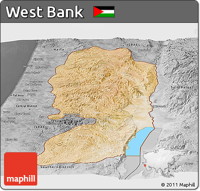 Satellite Panoramic Map of West Bank, desaturated