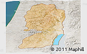 Satellite Panoramic Map of West Bank, lighten, semi-desaturated, land only