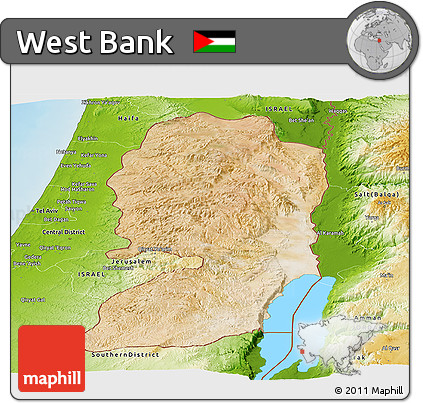 Satellite Panoramic Map of West Bank, physical outside