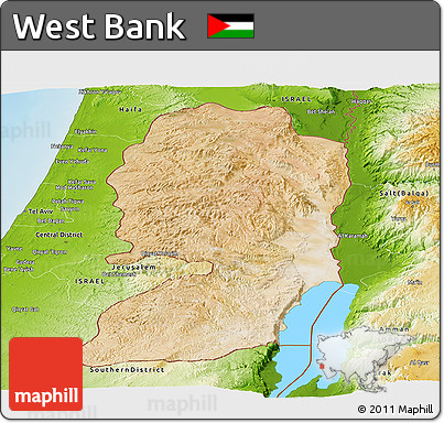 Satellite Panoramic Map of West Bank, physical outside