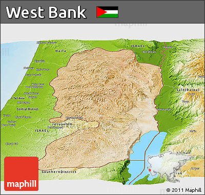 Satellite Panoramic Map of West Bank, physical outside