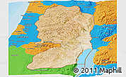 Satellite Panoramic Map of West Bank, political outside