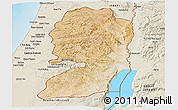 Satellite Panoramic Map of West Bank, shaded relief outside