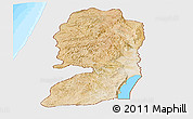 Satellite Panoramic Map of West Bank, single color outside, bathymetry sea