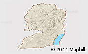 Shaded Relief Panoramic Map of West Bank, cropped outside