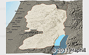 Shaded Relief Panoramic Map of West Bank, darken, land only