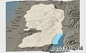 Shaded Relief Panoramic Map of West Bank, darken