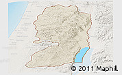 Shaded Relief Panoramic Map of West Bank, lighten, land only