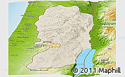 Shaded Relief Panoramic Map of West Bank, physical outside