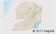 Shaded Relief Panoramic Map of West Bank, single color outside