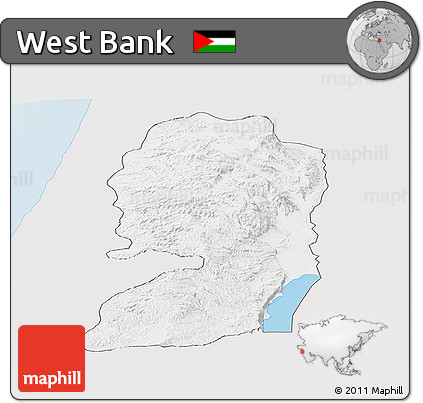 Silver Style Panoramic Map of West Bank, single color outside