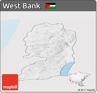Silver Style Panoramic Map of West Bank, single color outside