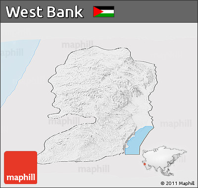 Silver Style Panoramic Map of West Bank, single color outside