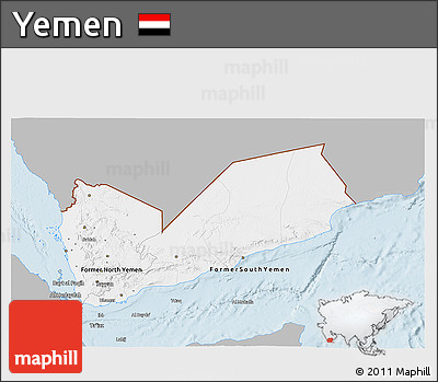 Gray 3D Map of Yemen, single color outside