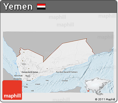 Gray 3D Map of Yemen, single color outside