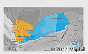 Political 3D Map of Yemen, desaturated