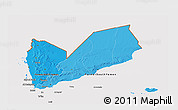 Political Shades 3D Map of Yemen, cropped outside