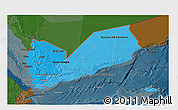 Political Shades 3D Map of Yemen, darken