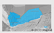Political Shades 3D Map of Yemen, desaturated