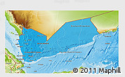 Political Shades 3D Map of Yemen, physical outside