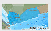 Political Shades 3D Map of Yemen, semi-desaturated, land only