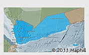 Political Shades 3D Map of Yemen, semi-desaturated