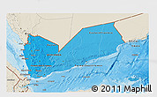 Political Shades 3D Map of Yemen, shaded relief outside, bathymetry sea