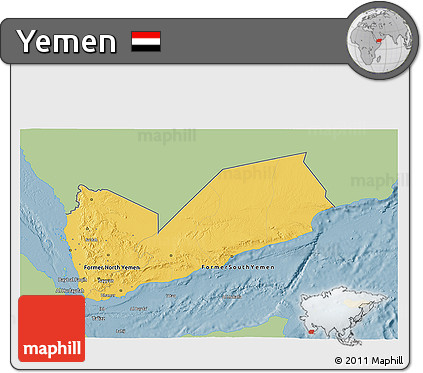 Savanna Style 3D Map of Yemen, single color outside