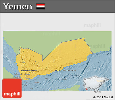 Savanna Style 3D Map of Yemen, single color outside