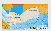 Shaded Relief 3D Map of Yemen, political outside, shaded relief sea