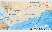 Shaded Relief 3D Map of Yemen, satellite outside, shaded relief sea