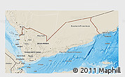 Shaded Relief 3D Map of Yemen, semi-desaturated