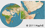 Satellite Location Map of Adan, within the entire country