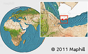Satellite Location Map of Adan, highlighted country